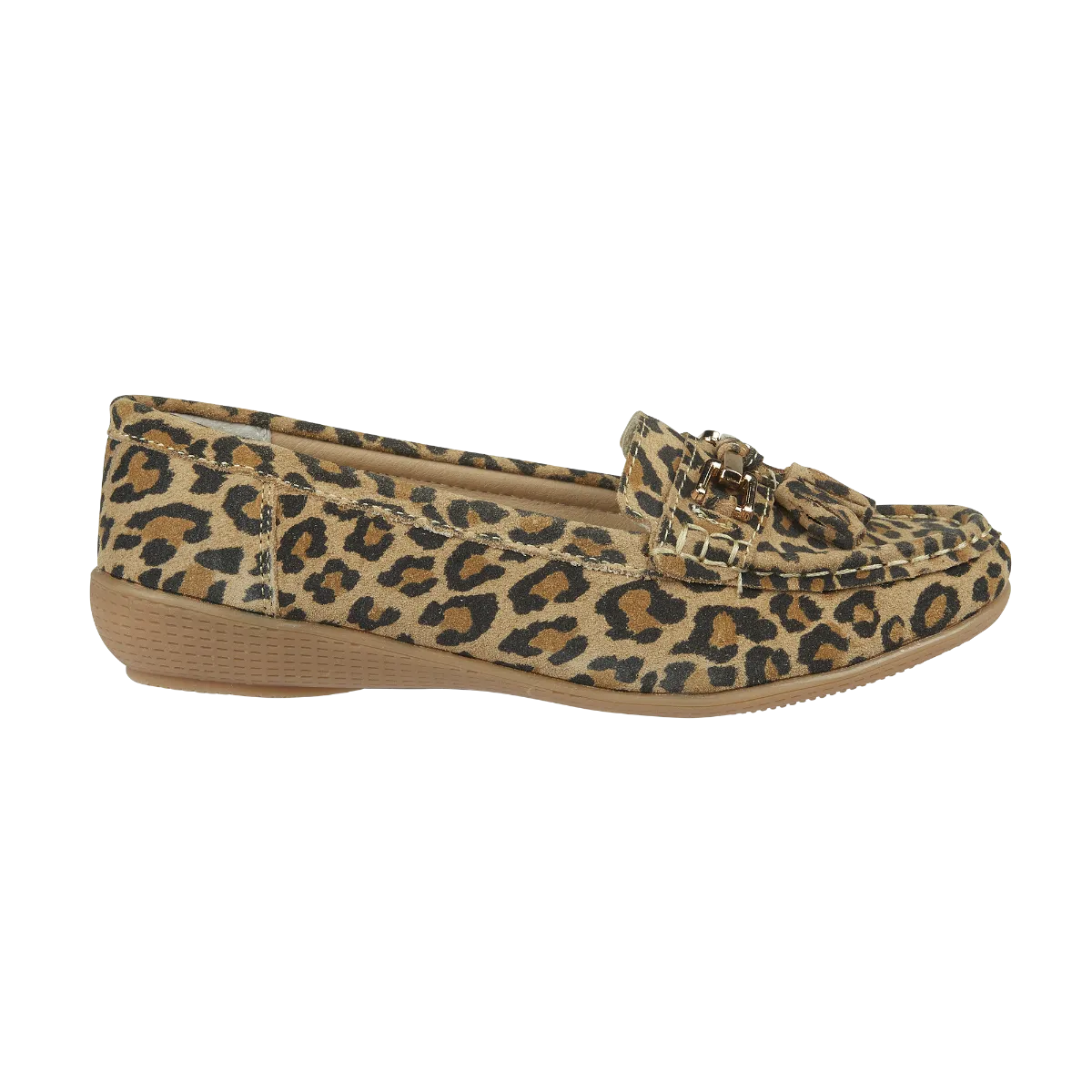 Ladies Leather Slip on  Leopard Print Shoes Nautical Flat Jo & Joe