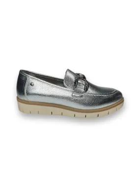 Ladies PATRIZIO COMO Slip On Silver Shoes With silver Buckle Menfi