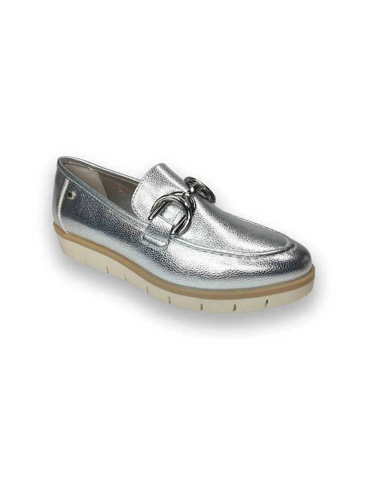 Ladies PATRIZIO COMO Slip On Silver Shoes With silver Buckle Menfi