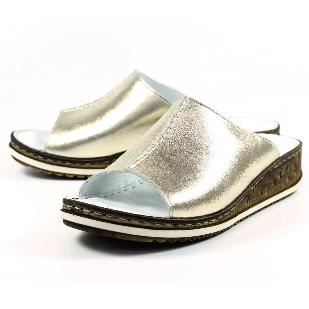 Lunar - Slip-On Leather Sandal Magnet Gold