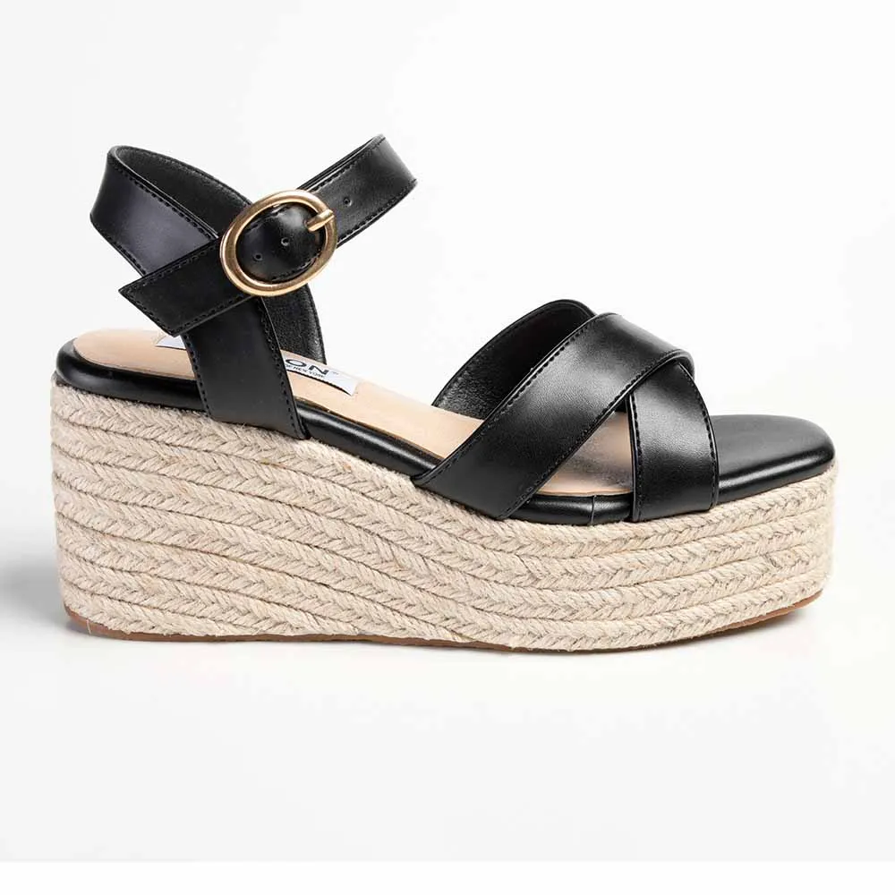 Madison Libby Espadrille Wedge Sandal - Black