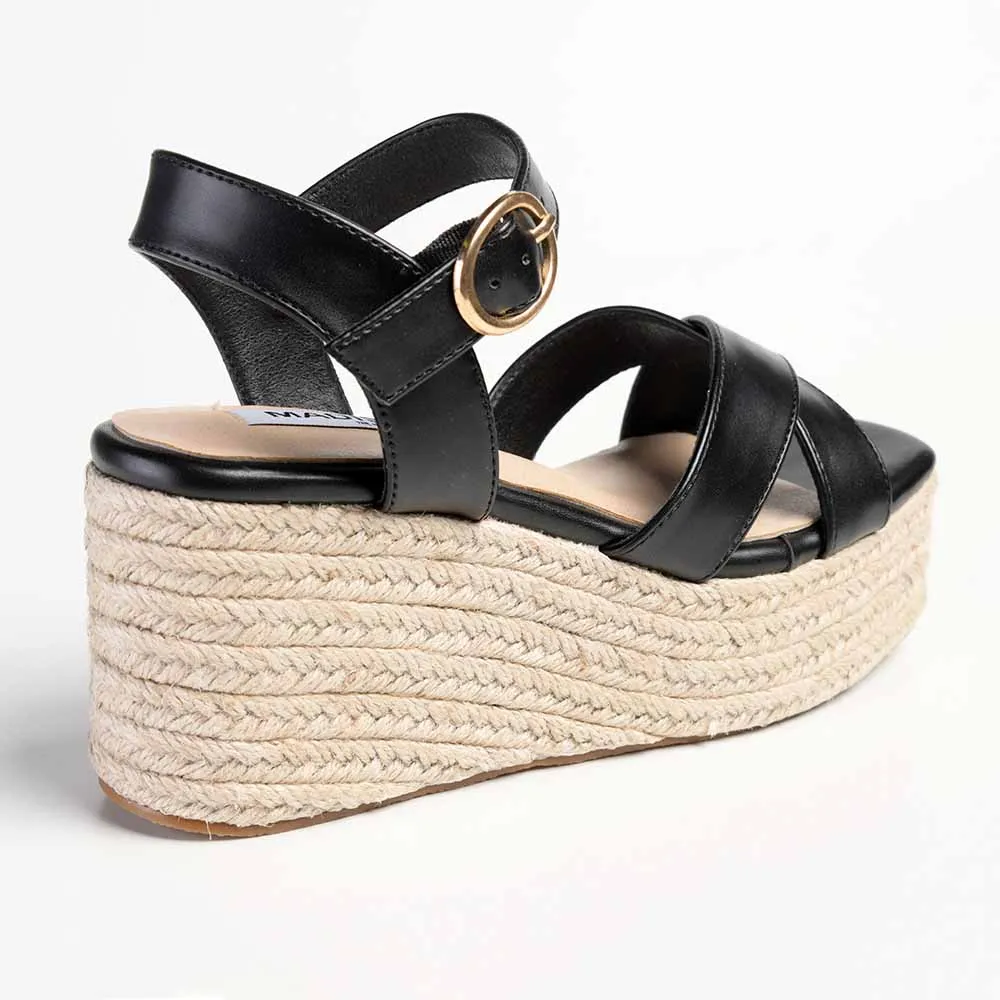 Madison Libby Espadrille Wedge Sandal - Black