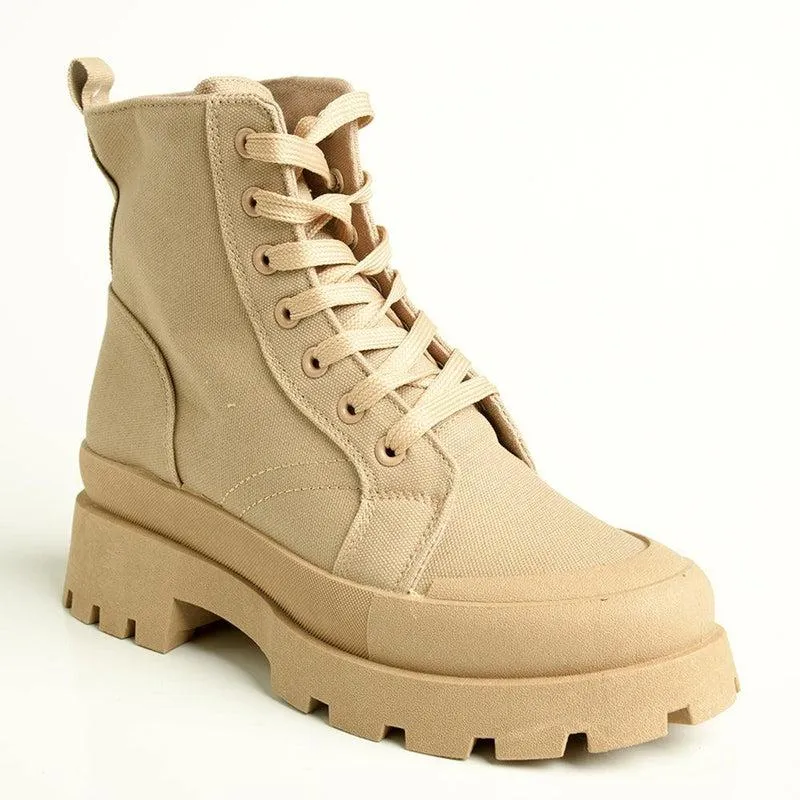 Madison Tiana Canvas Boot - Nude