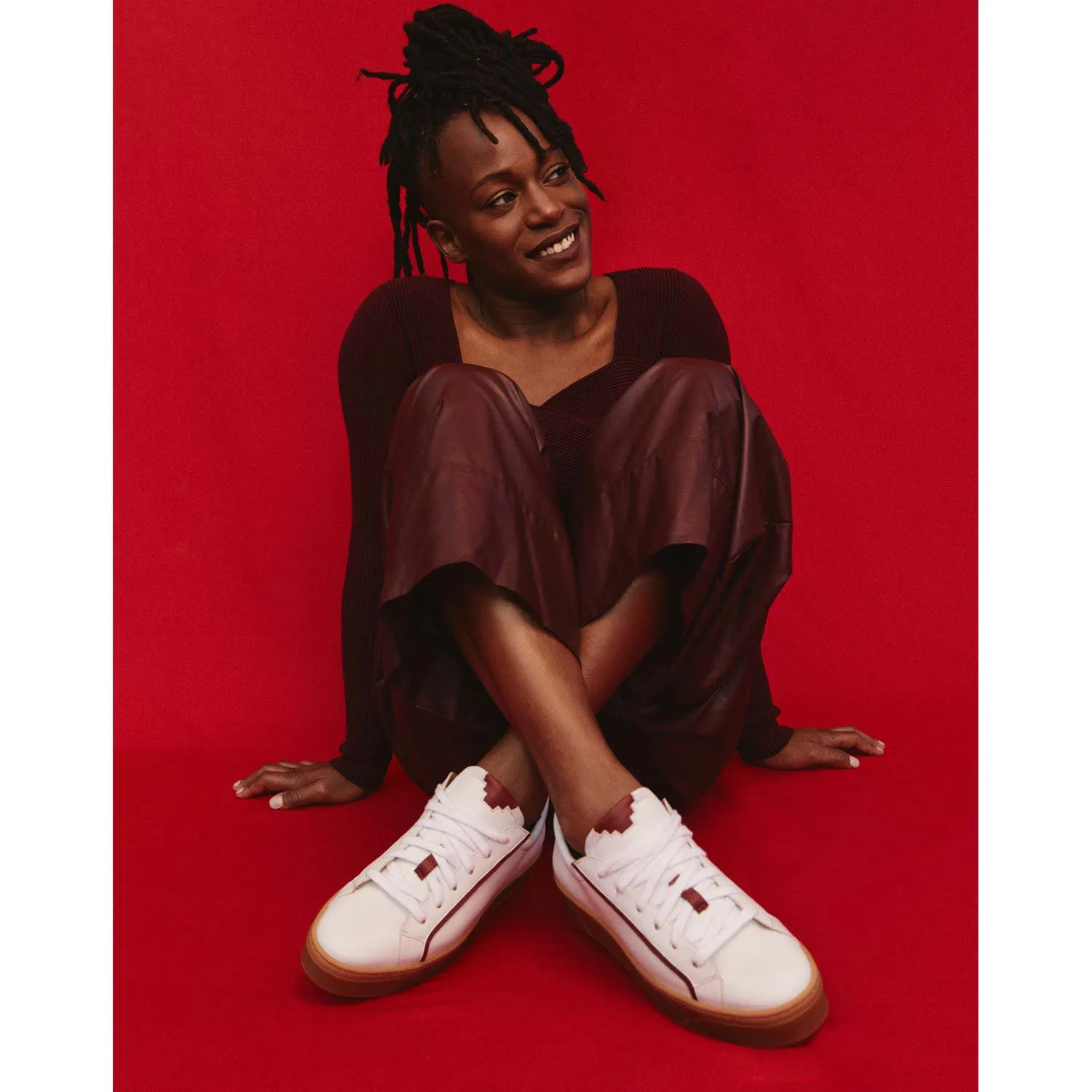 MEL white/scarlet vegan apple leather sneakers