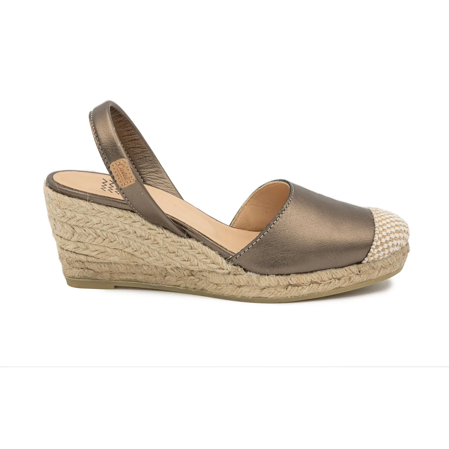 Metallic Closed Toe Leather Menorcan Espadrille For Women - Frida Montada 1924 Metallic 5C