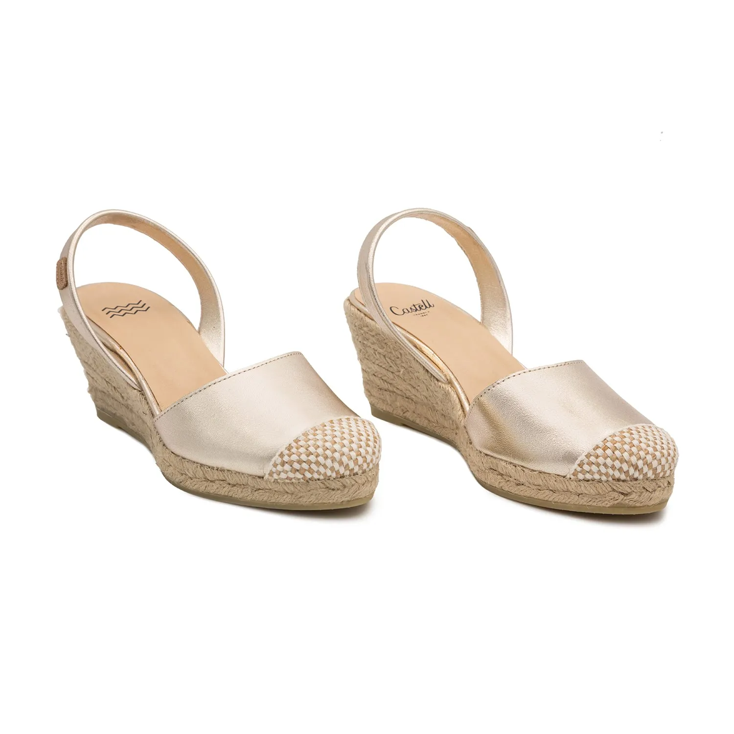 Metallic Closed Toe Leather Menorcan Espadrille For Women - Frida Montada 1924 Metallic 5C