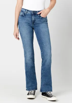 Mid Rise Bootcut Queen Women's Jeans in Whiskered and Sanded Blue - BL15831