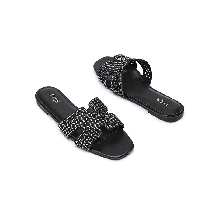 Mirror Embellished Braided Sandal MY 284