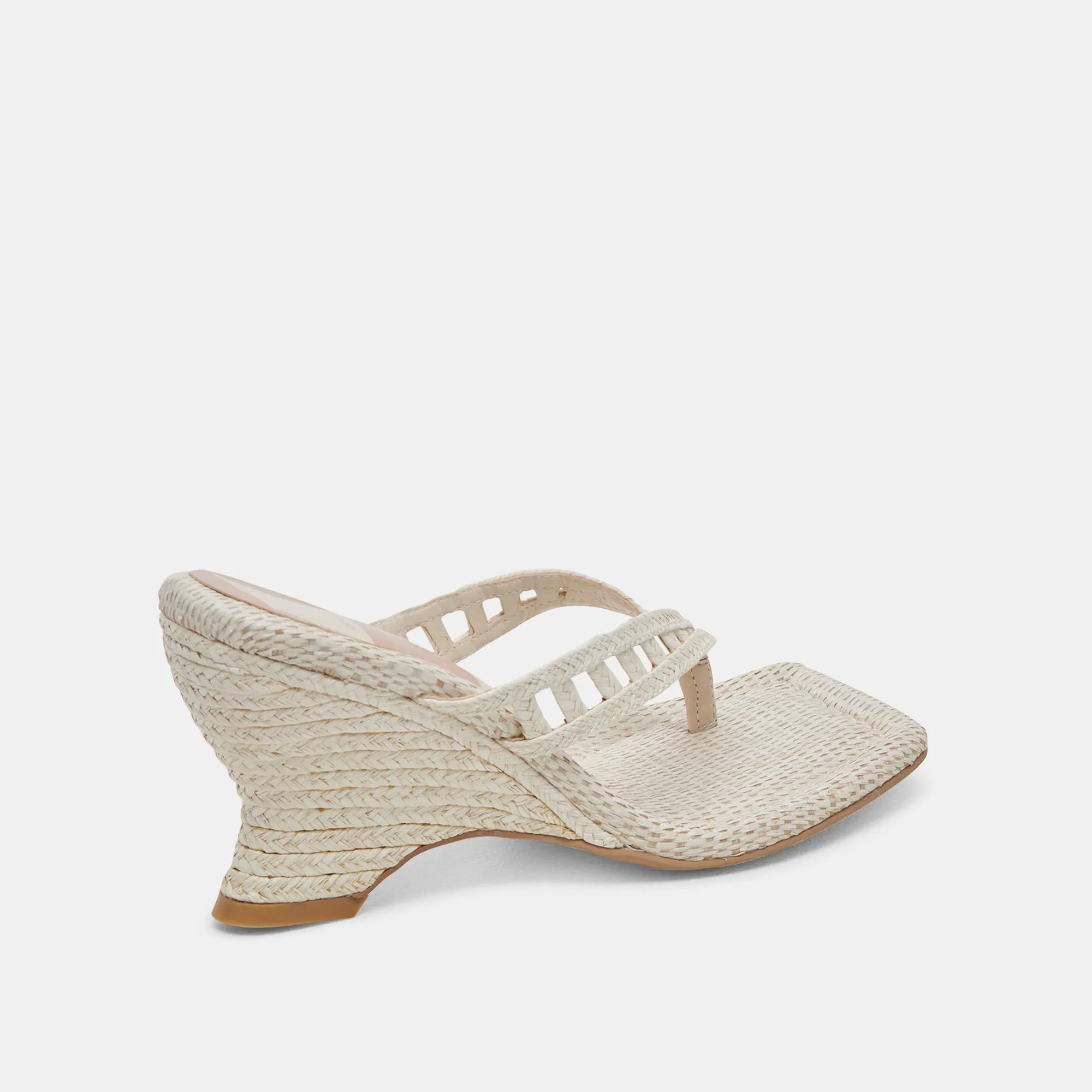 NULLAH WEDGES OATMEAL RAFFIA