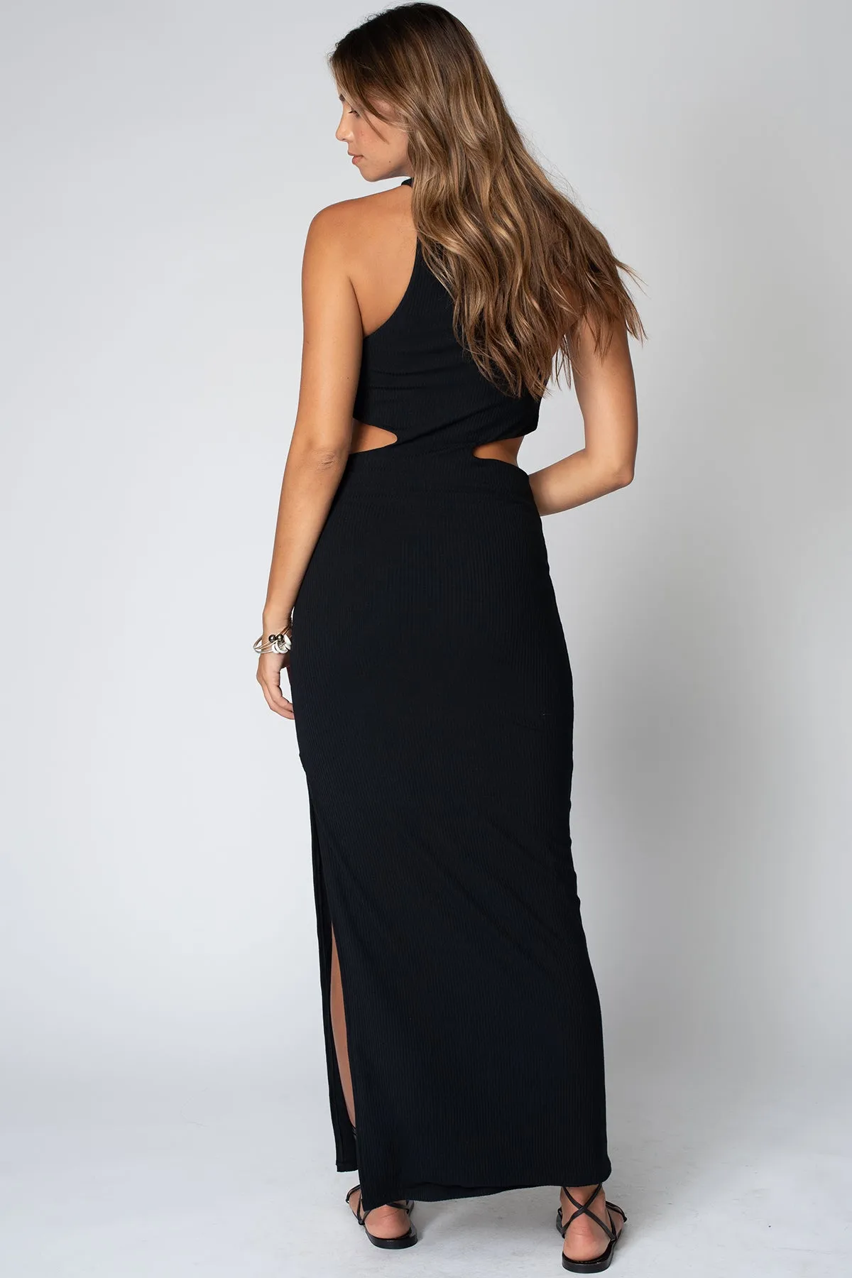 RIB CUT AWAY CUT OUT MAXI DRESS