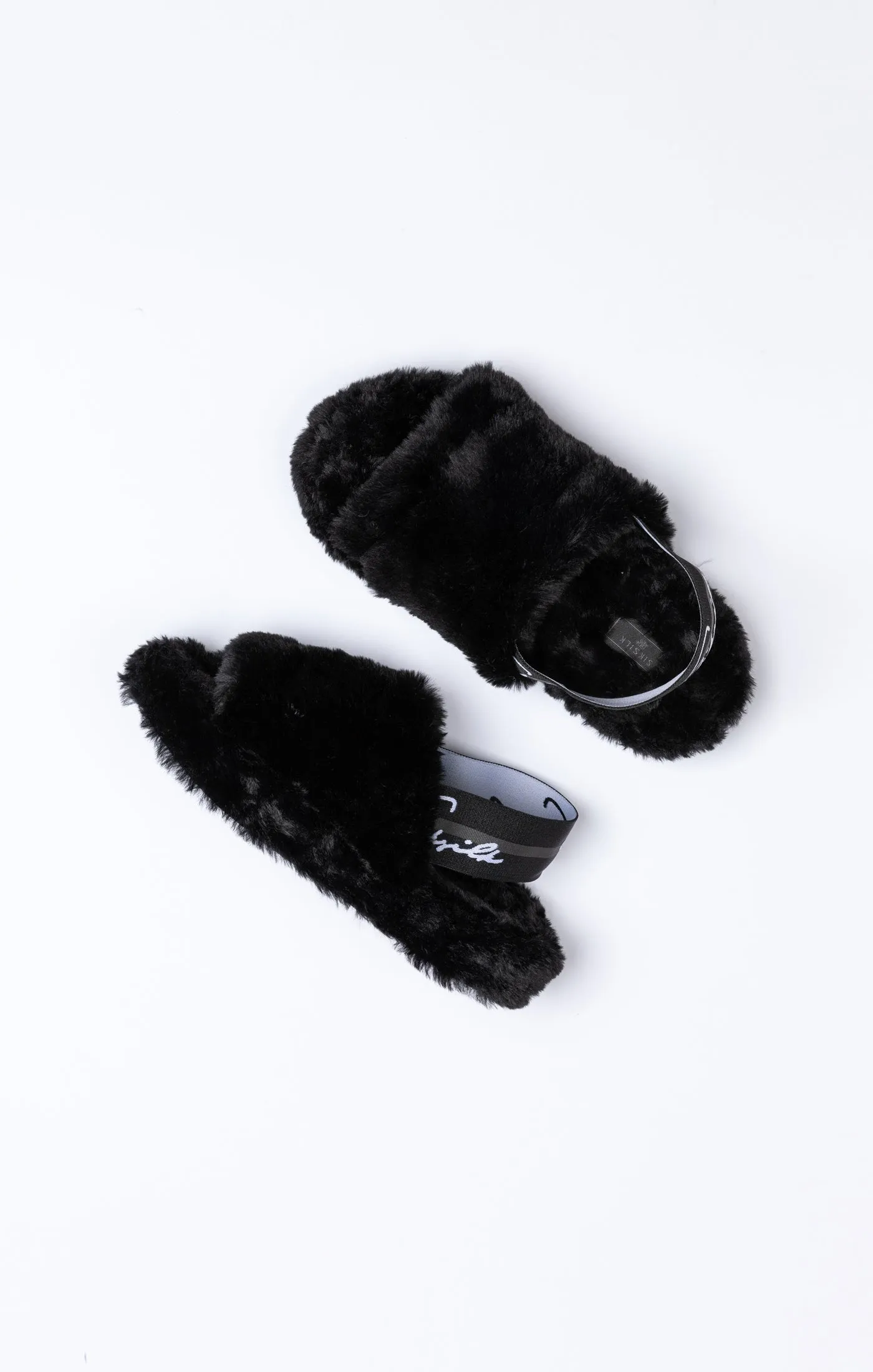 SikSilk Plush Slides - Black & Asphalt