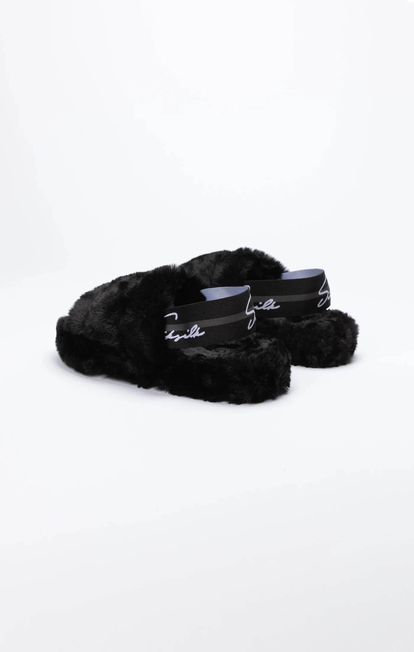 SikSilk Plush Slides - Black & Asphalt