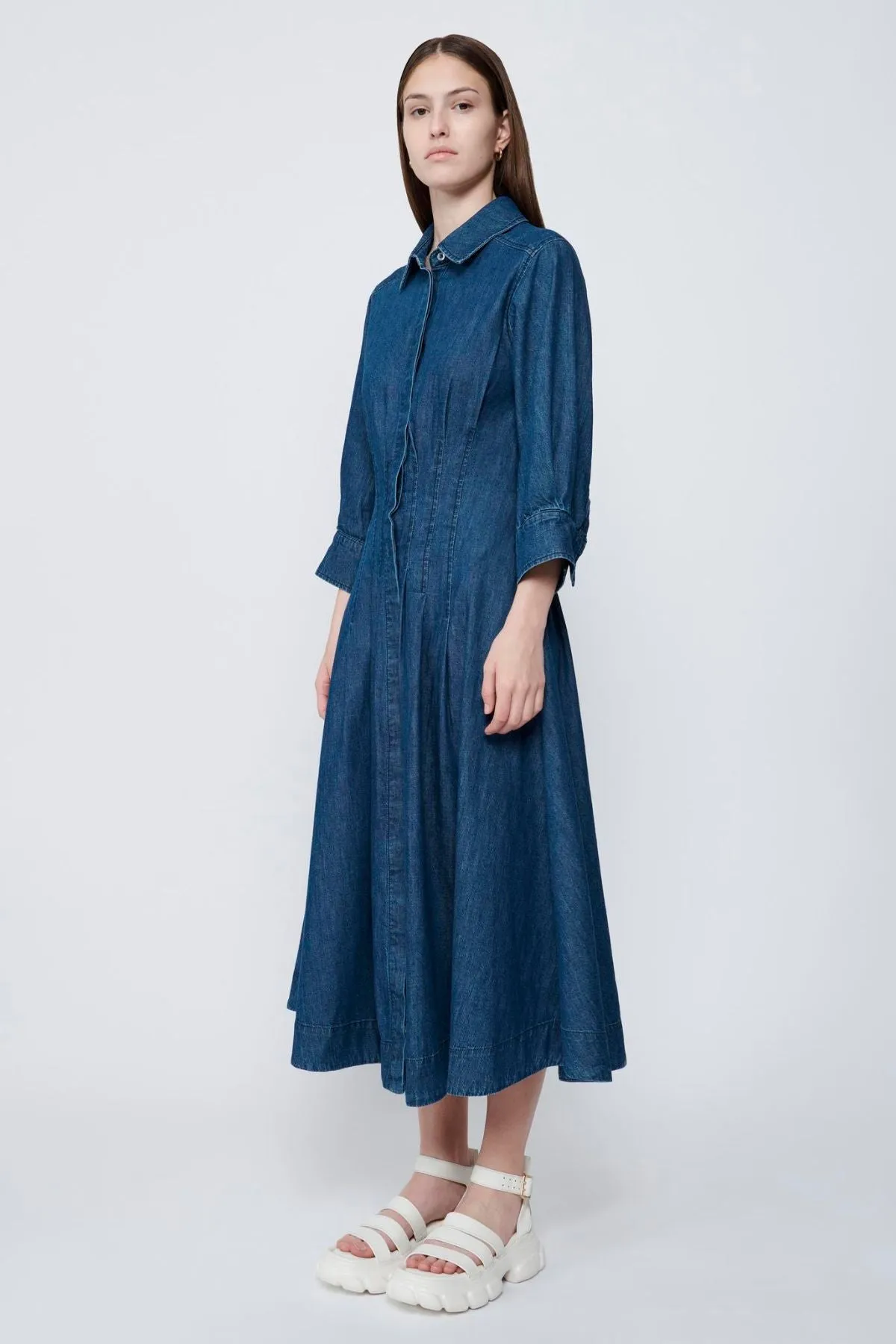 Simkhai Jazz Pintuck Denim Dress - Baltic