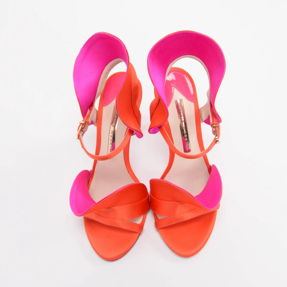 Sophia Webster Orange & Pink Satin Ruffle Lucia Sandals 36.5