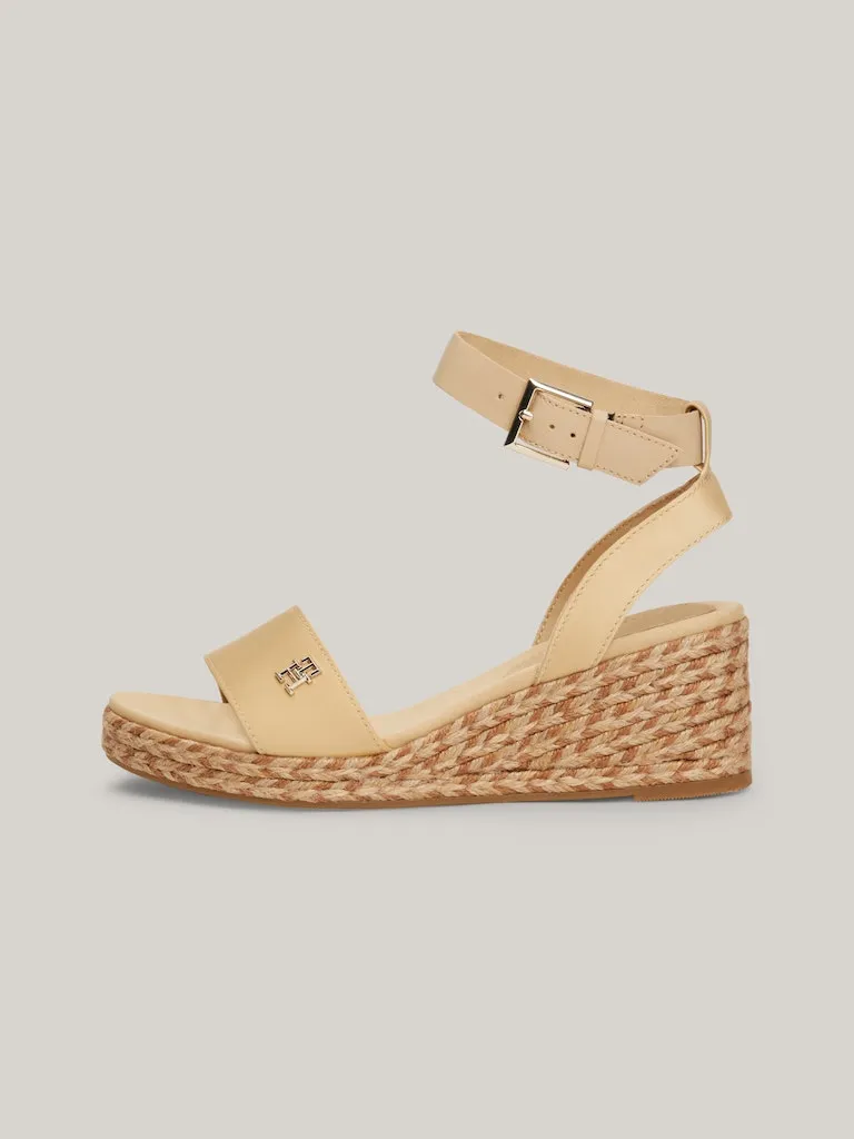 TOMMY HILFIGER Satin Strap Wedge Sandals Harvest Wheat