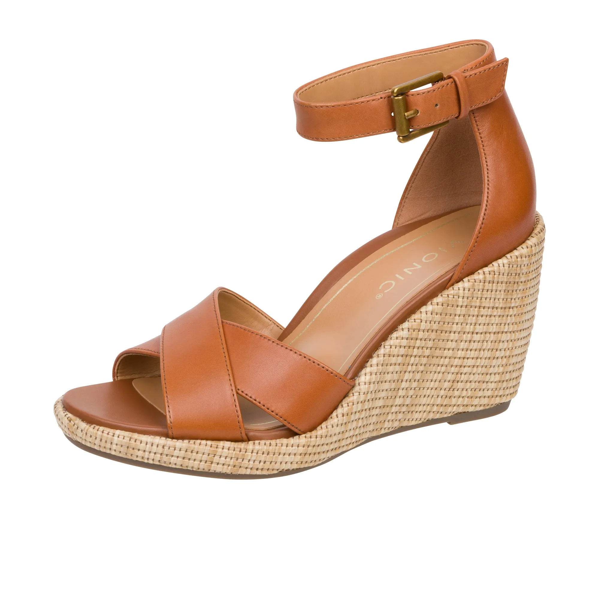 Vionic Womens Marina Wedge Sandal Camel