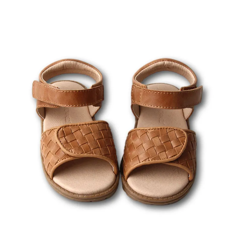 Woven Hard Sole Sandal Walnut